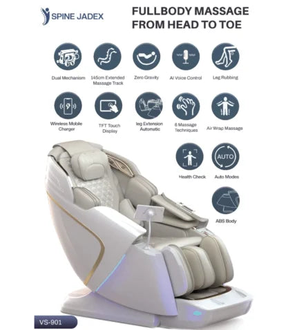 SPINE JADEX 4D Full Body Massage Chair Zero Gravity For Stress, Pain Relief Electric Massage Chair AI Intelligent Core Manipulator With Large Screen AI Voice Control Thermostating Heating Massage Chair (VS 901)