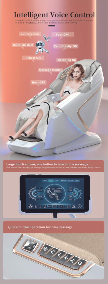 SPINE JADEX 4D Full Body Massage Chair Zero Gravity For Stress, Pain Relief Electric Massage Chair AI Intelligent Core Manipulator With Large Screen AI Voice Control Thermostating Heating Massage Chair (VS 901)