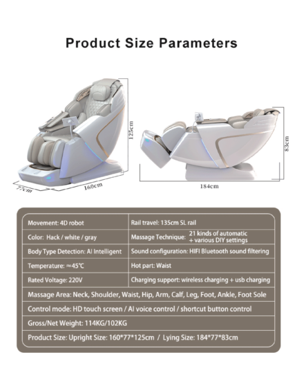 SPINE JADEX 4D Full Body Massage Chair Zero Gravity For Stress, Pain Relief Electric Massage Chair AI Intelligent Core Manipulator With Large Screen AI Voice Control Thermostating Heating Massage Chair (VS 901)