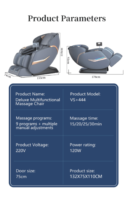 SPINE JADEX Body Massage Chair 4D with Automatic Massage Functions and Zero Gravity (VS-444) Electric Massage Chair For Pain Relief Kneading Office Chair Back Massage, Roller and Vibration
