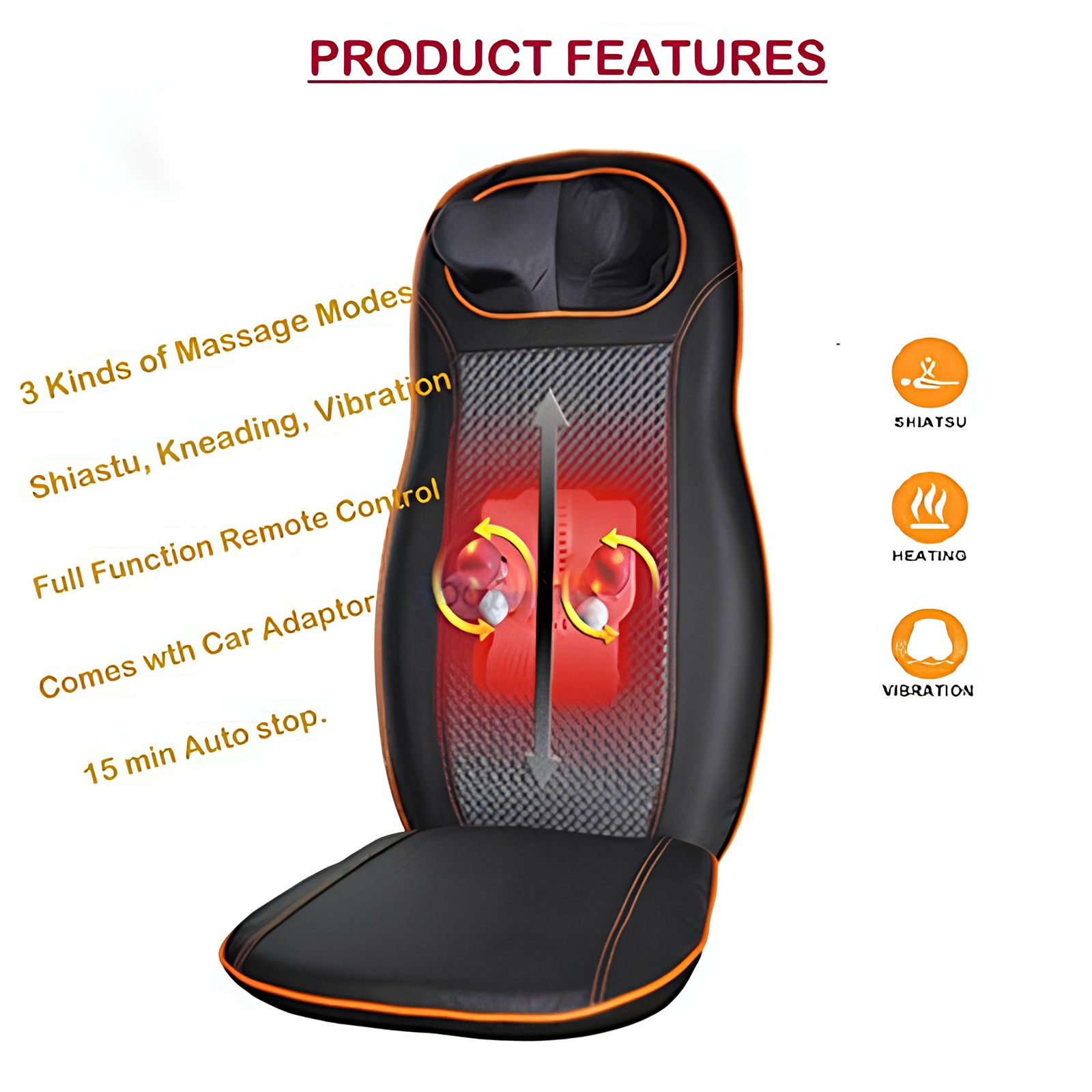 SpineJadex Portable Shiatsu Back Massage Cushion with Heat - Image 4