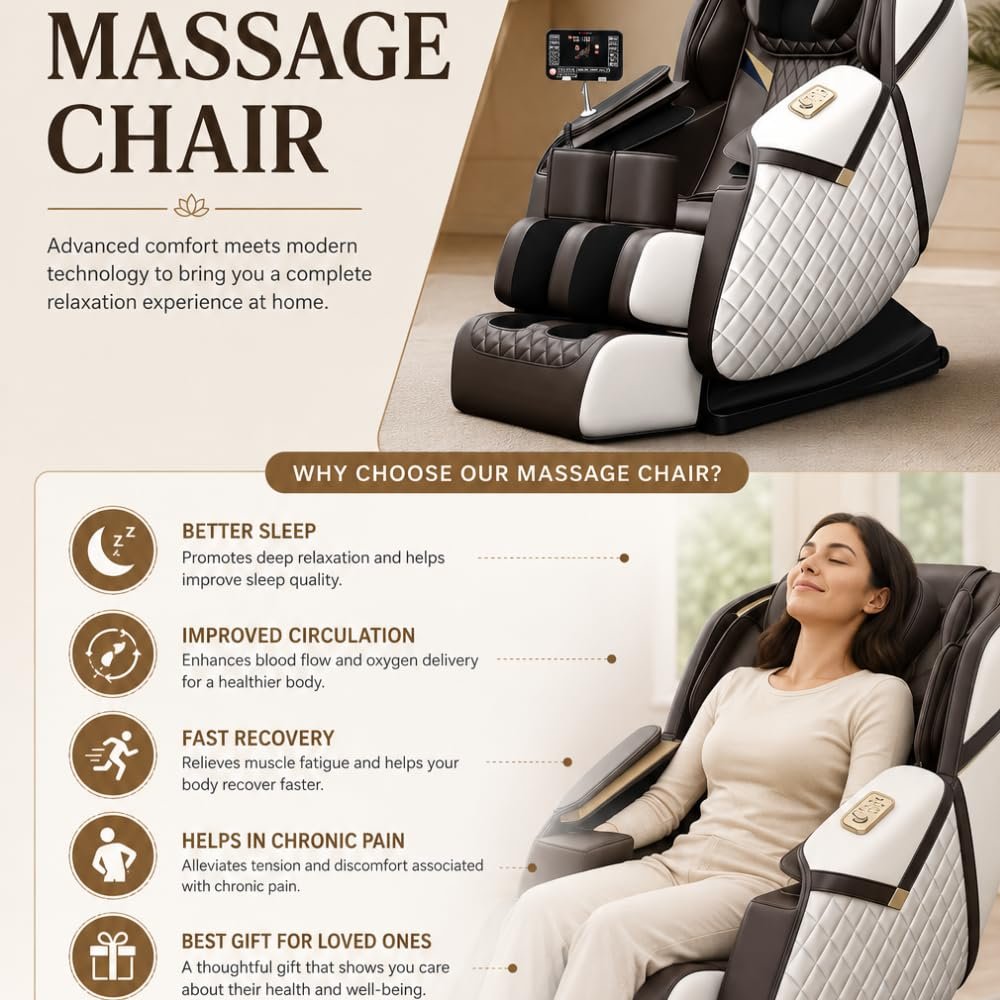 SpineJadex Advanced 3D Full Body Massage Chair with Zero Gravity, Air Compression & Bluetooth - Image 3